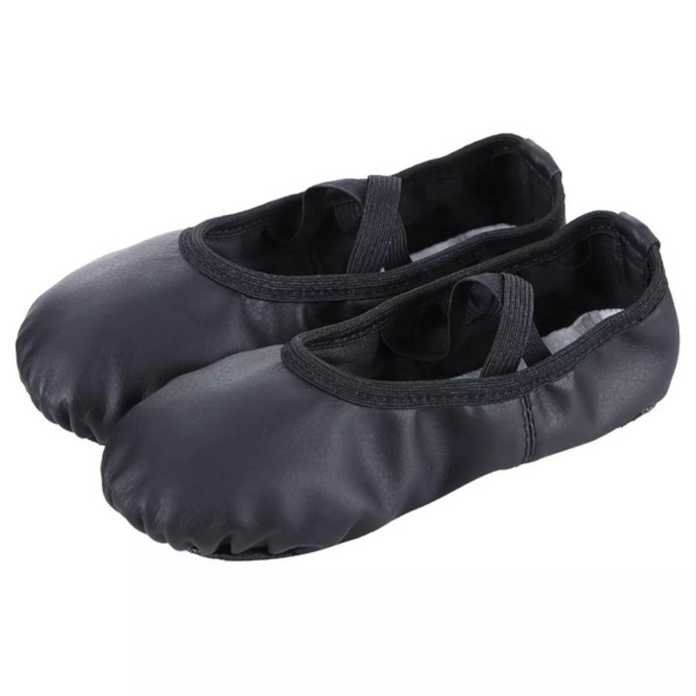 Capezio Leather Black Ballet Flats with Elastic Strap for women sz5